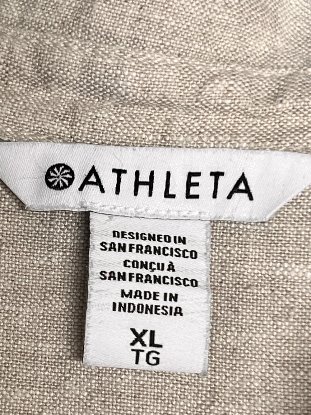 Athleta Retreat 100% Linen Short Sleeve Collared Shirt Natural Beige Size XL - Picture 6 of 11